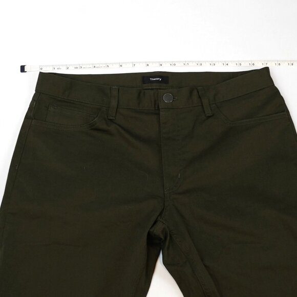 Theory Mens Raffi Pants Slim Fit Straight Leg Olive Forest Green - Size 34 - Picture 5 of 6